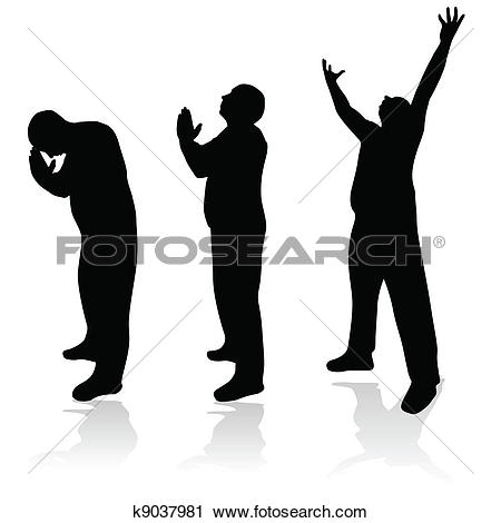 450x470 Praying Men Silhouette Clipart