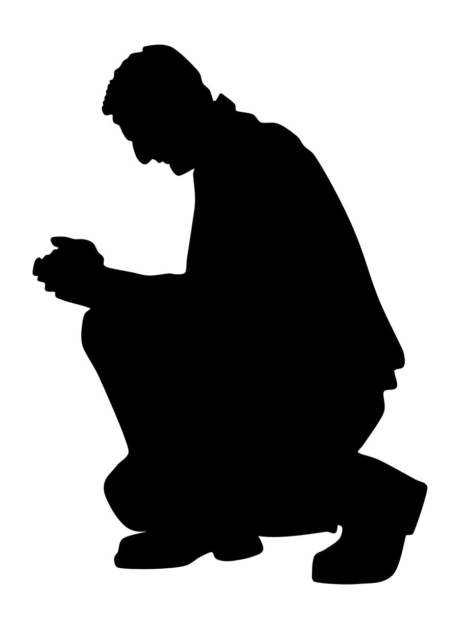 901x1232 Kneeling Praying Man Silhouette Clipart