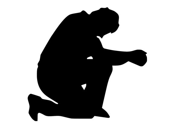 570x422 Man Praying Sticker. Decal Of Praying Man Silhouette.