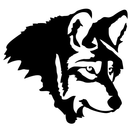 500x500 Wolf Profile Wall Decal (Black