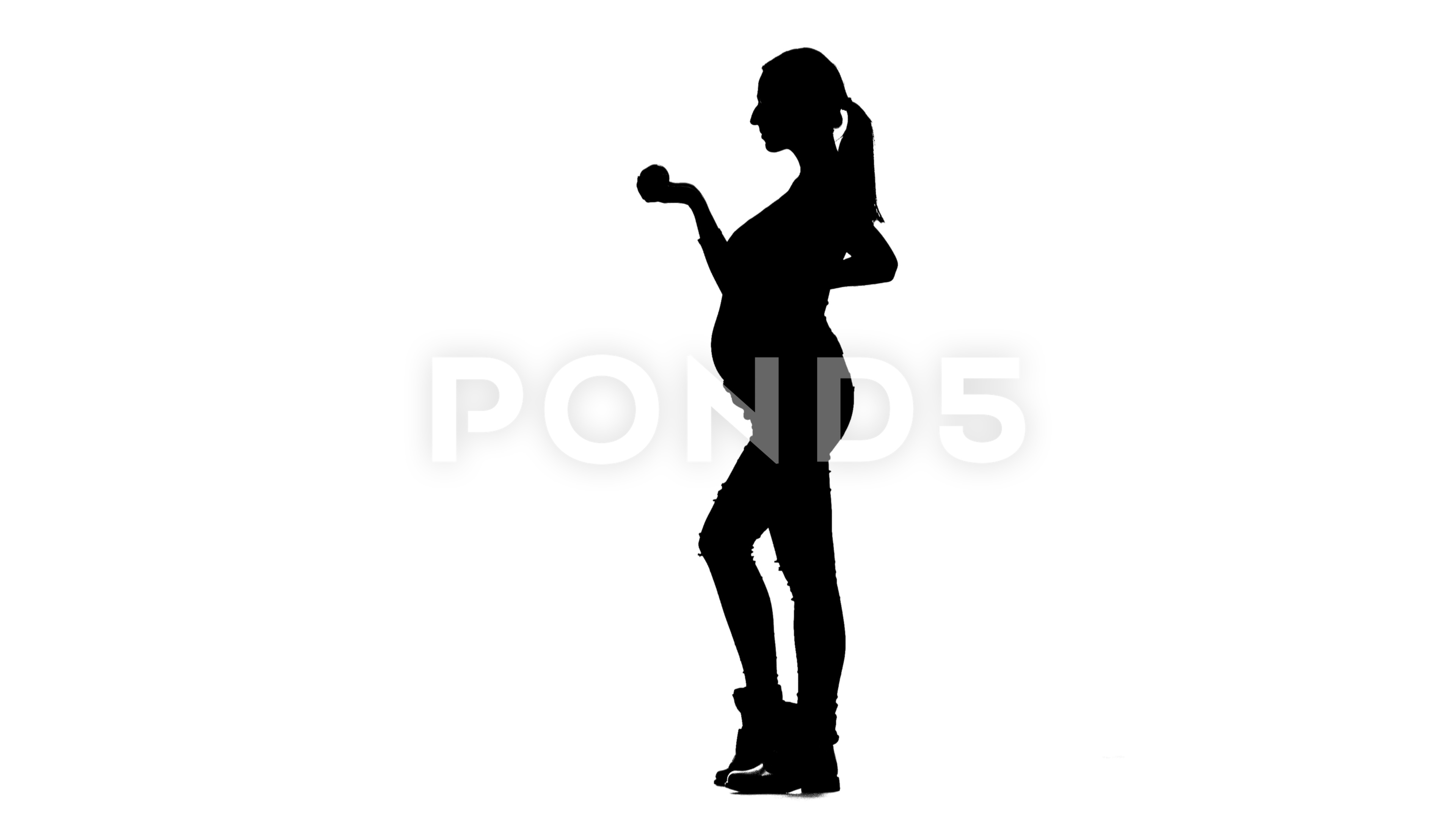 3840x2160 Video Girl With A Belly, Pregnant, Eating An Apple. Silhouette