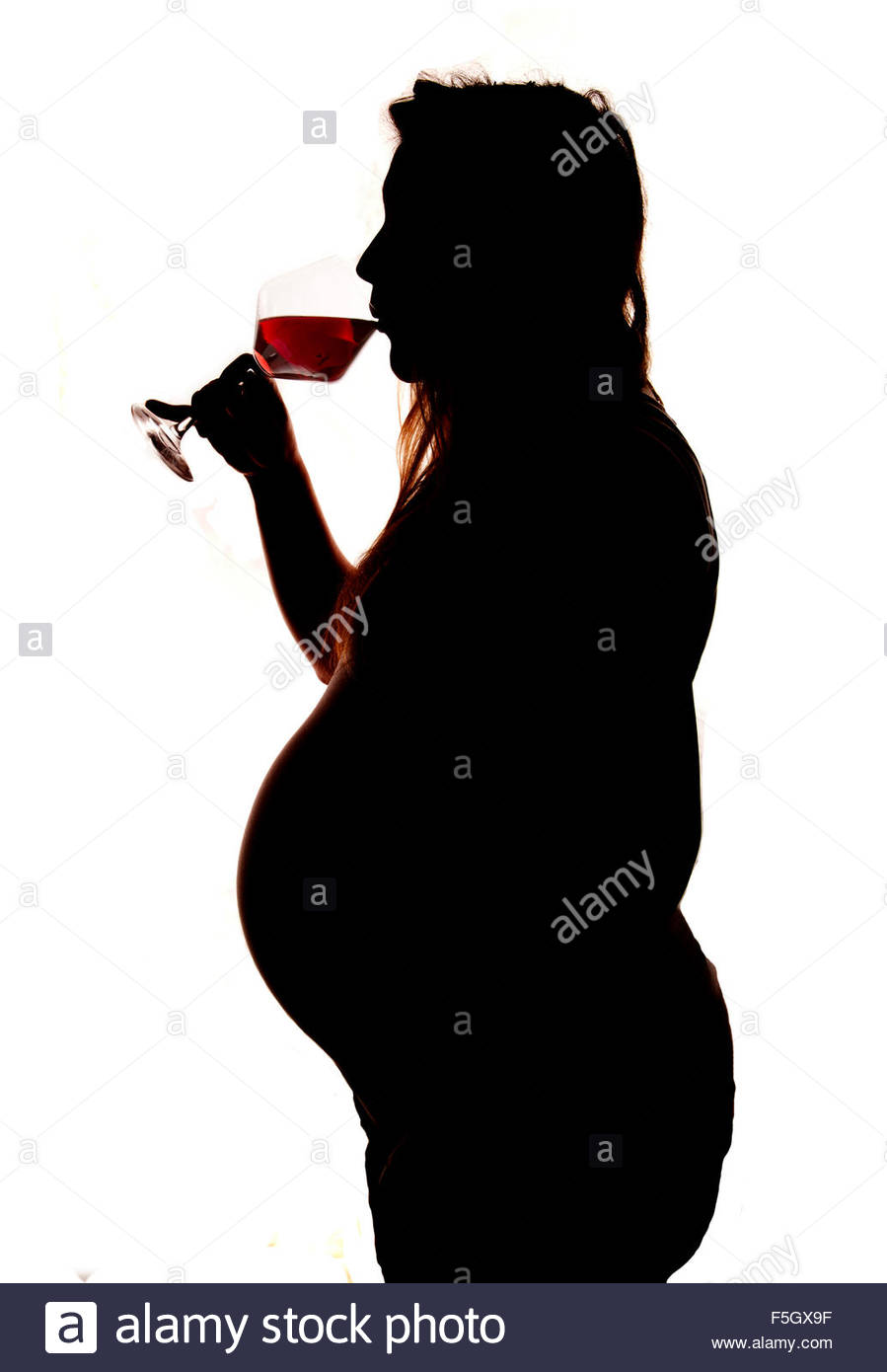 899x1390 Pregnant Women Drinking Red Wine Silhouette Cutout Stock Photo