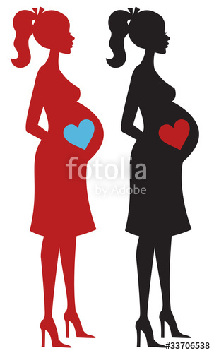 303x500 Silhouettes Of Pregnant Women With A Heart