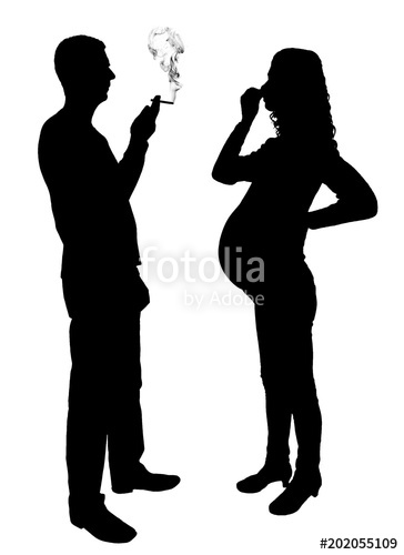 364x500 Silhouette Vector Of A Man Egoist Smoking Near A Pregnant Woman
