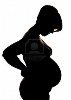 236x331 Silhouette Of Pregnant Woman, On White Background.