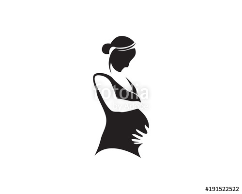 500x400 Pregnant Woman Line Art Symbols Template Vector Stock Image