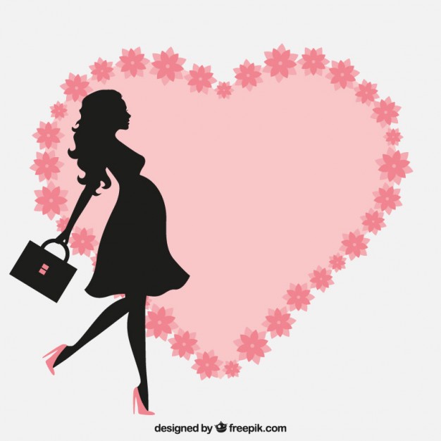 626x626 Pregnant Woman With A Floral Heart Vector Free Download