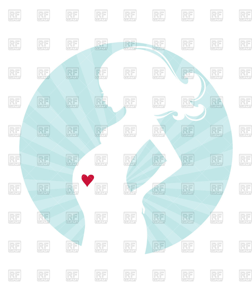 1048x1200 White Silhouette Of Young Pregnant Woman With Heart On Belly