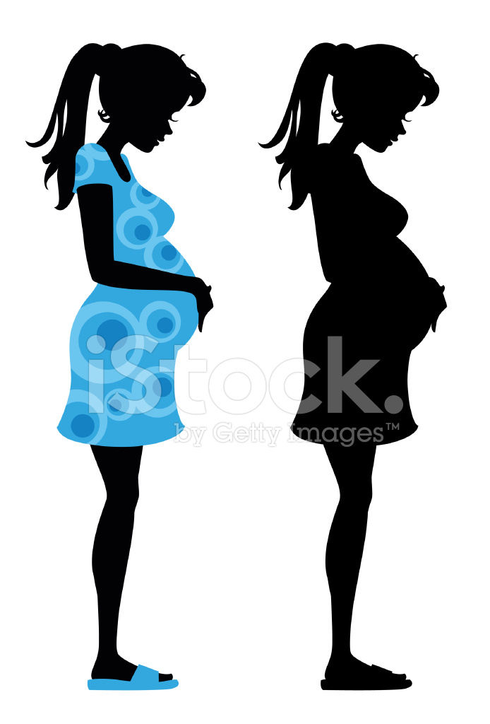 694x1024 Silhouette Of A Young Pregnant Woman Stock Vector