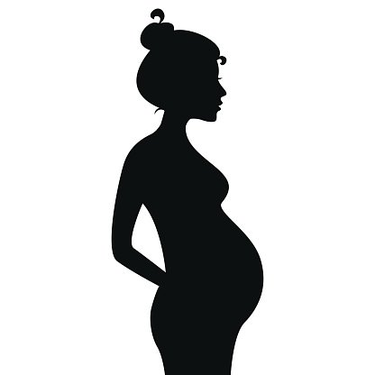 416x416 Silhouette Of The Pregnant Woman Premium Clipart