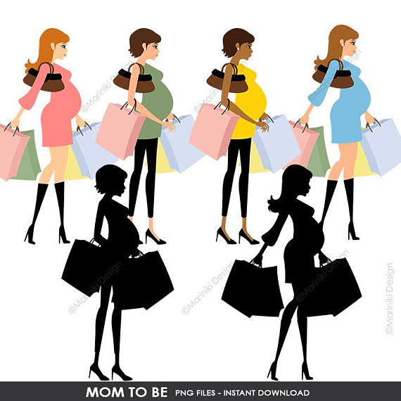570x570 Mom To Be Clipart Pregnant Woman Mother Shopping Silhouette