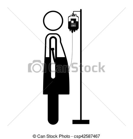 450x470 Silhouette Pregnant Woman Receiving Blood Donation Vector Clip