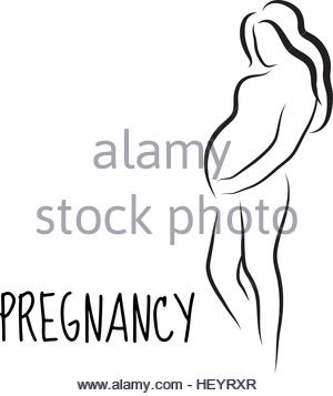 300x357 Pregnant Woman Silhouette, Isolated Vector Symbol Stock Vector Art