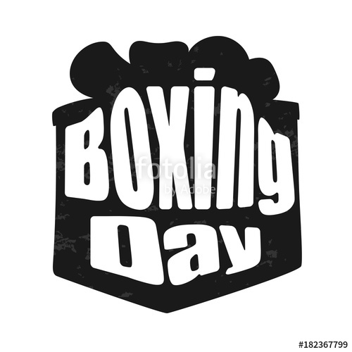 500x500 Hand Lettering Boxing Day With Present Box Silhouette Illustration