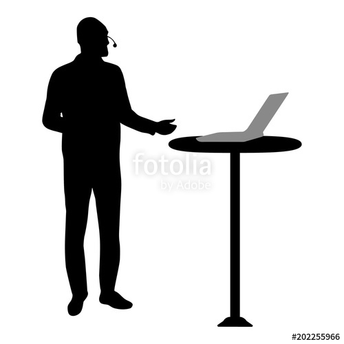 500x500 Silhouette Of A Man Making Presentation With A Head Microphone