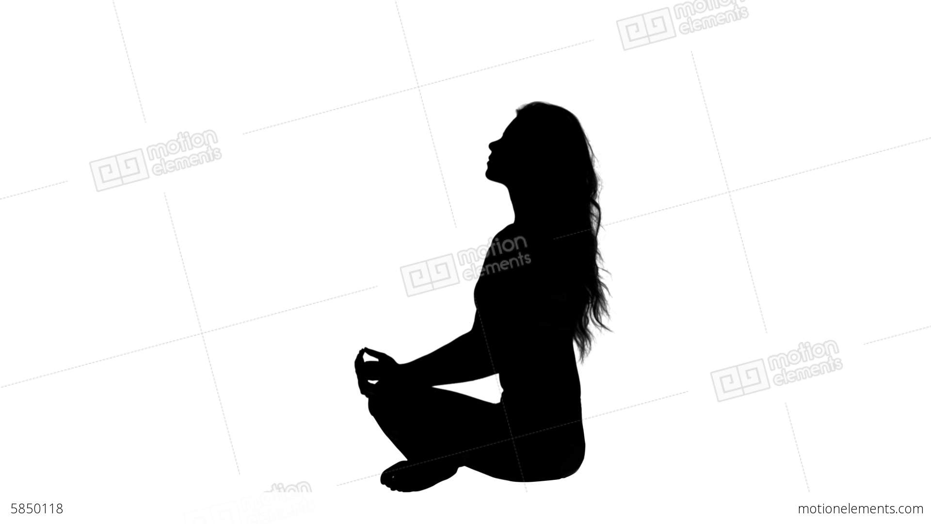 1920x1080 Pretty Woman Sitting In Lotus Pose Silhouette Stock Video Footage