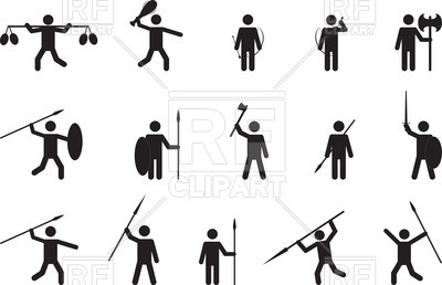400x258 Primitive People With Weapons Royalty Free Vector Clip Art Image