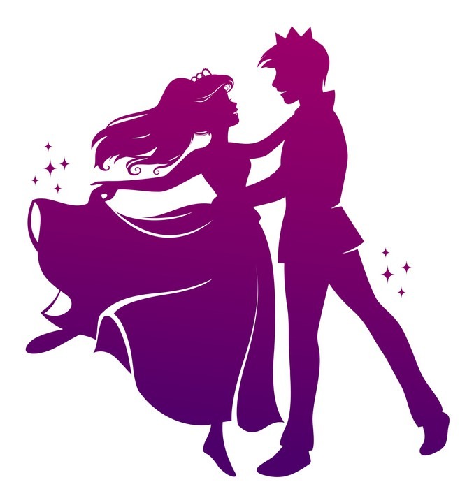 668x700 Silhouette Of Prince And Princess Dancing Wall Mural Pixers