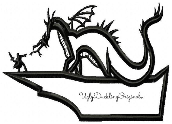 570x412 Maleficent Dragon Prince Silhouette Machine Embroidery