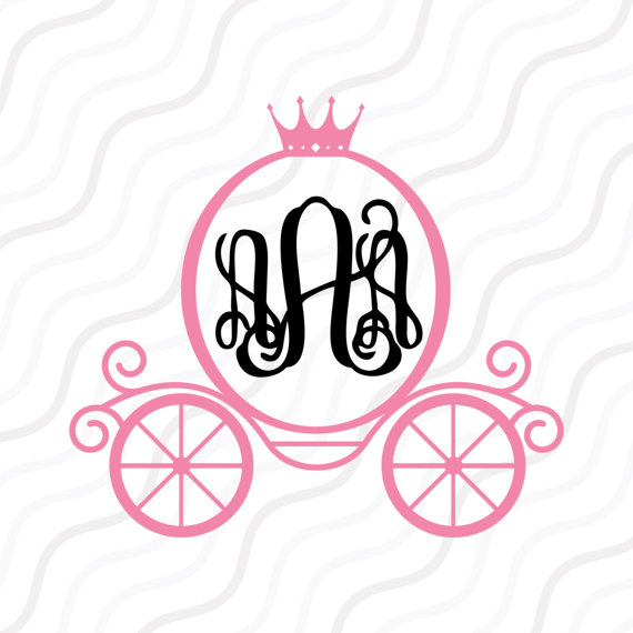 570x570 Princess Carriage Monogram Svg, Princess Monogram Svg Cut Table