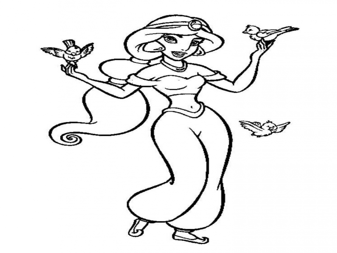 1152x864 Long Hair Coloring Pages Disney Princess Jasmine