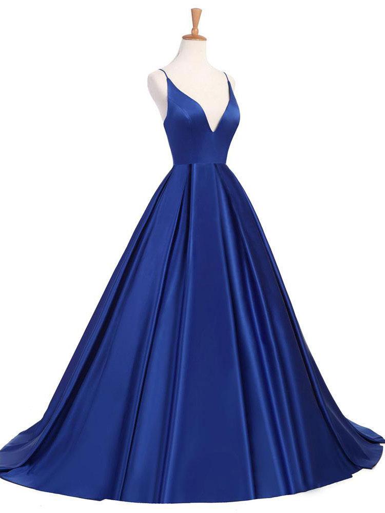 750x1000 A Lineprincess Halter Simple Cheap Royal Blue Prom Dresses