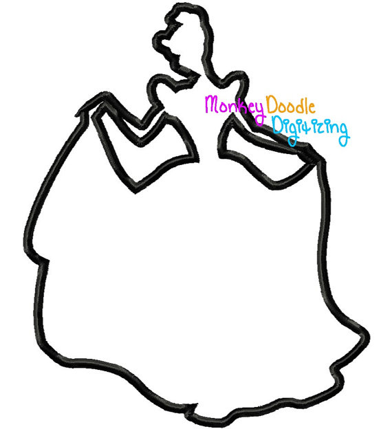 570x624 Cinderella Silhouette Princess Embroidery Machine Applique