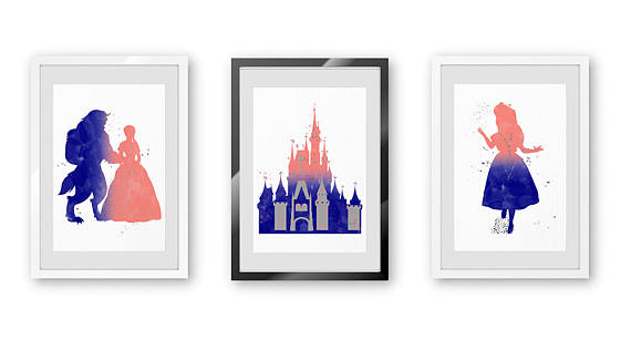 570x317 Watercolor Print Disney Princess Coral Navy Nursery Disney