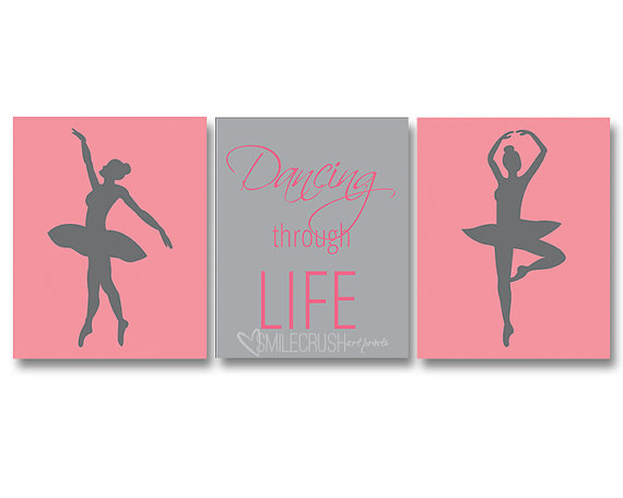570x456 Dance Printable Dancer Print Set Ballerina Sign Pink Gray Art