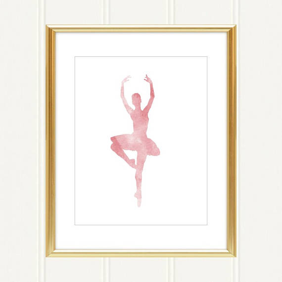 570x570 Pink Watercolor Ballerina Princess Silhouette Sign Children