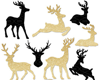340x270 Black Deer Silhouette Clipart, Cute Graphics Png, Christmas Deer