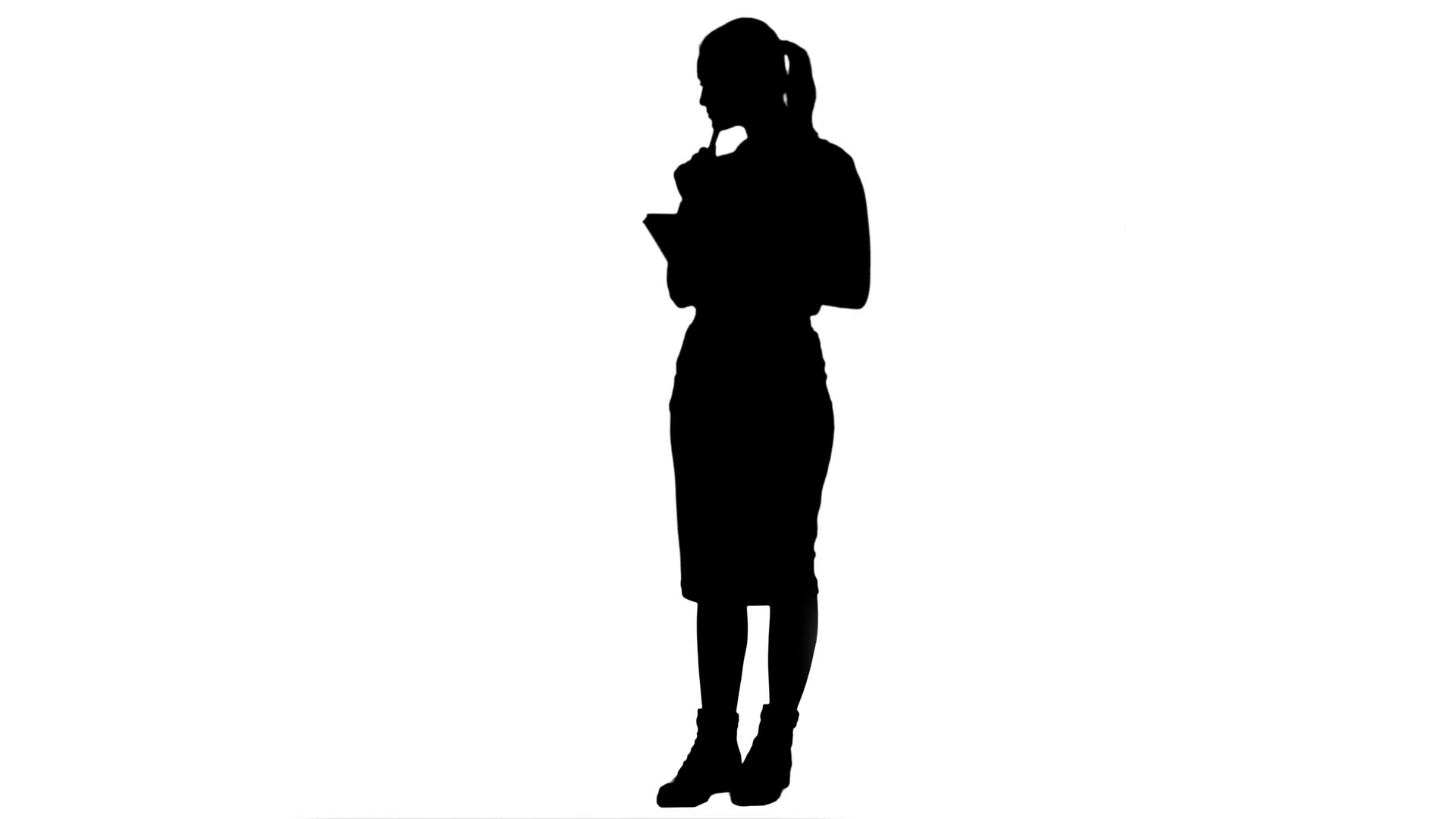 1920x1080 Silhouette Attractive Business Woman Makes Some Calculations