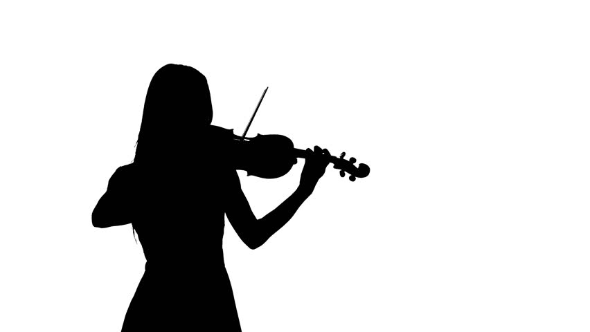 852x480 Woman Violinist Playing The Fiddle. Silhouette Stock Footage Video