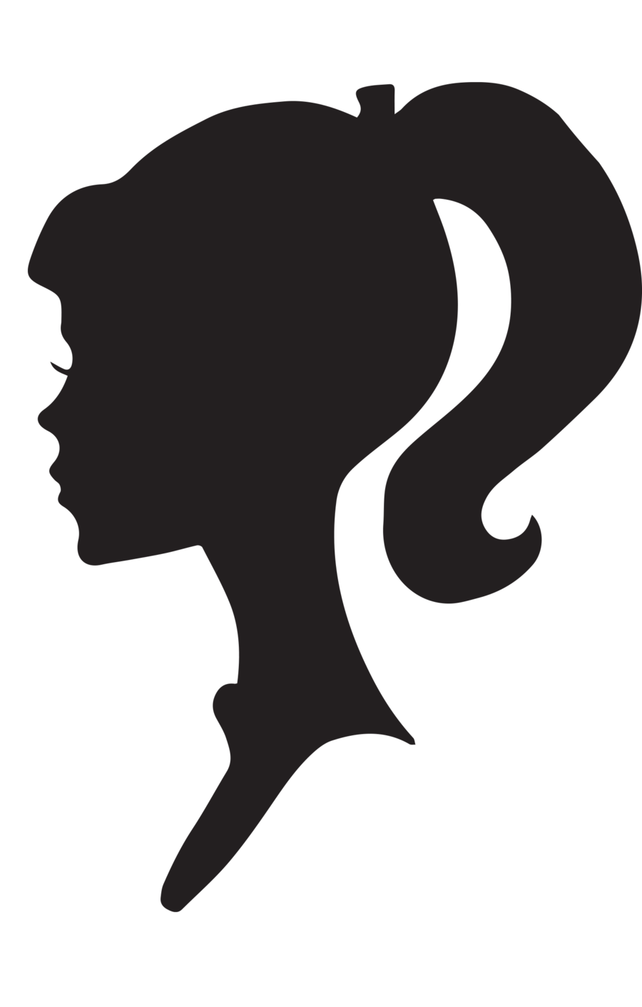900x1412 Girl Profile Silhouette Clipart