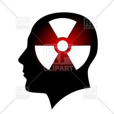 400x400 Head Profile Silhouette With Radiation Sign Inside Royalty Free