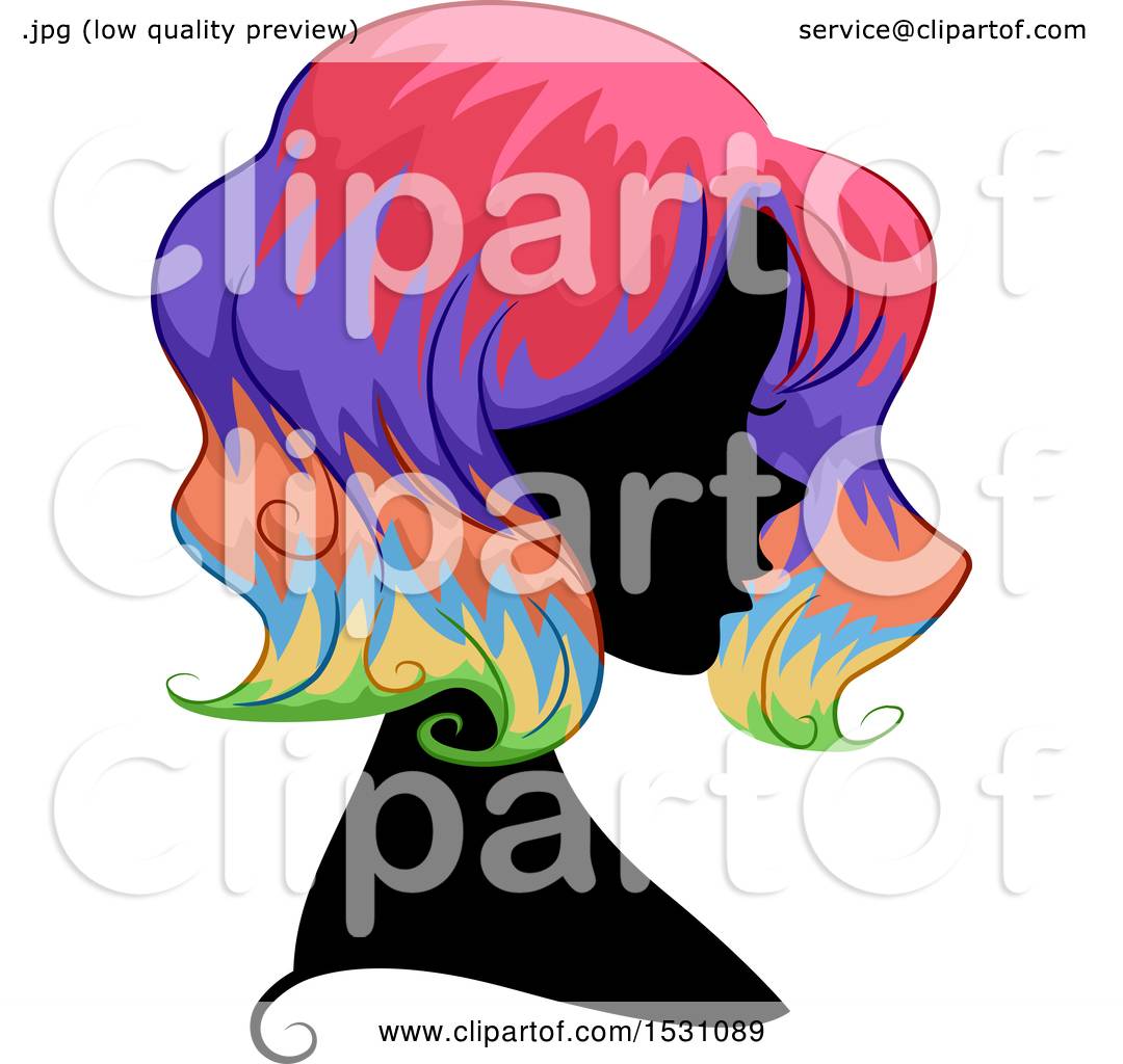 1080x1024 Clipart Of A Silhouette Female Profile With Rainbow Hair