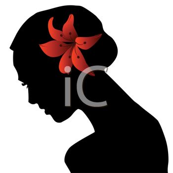 350x350 Silhouette Of A Woman In Profile With A Flower In Her Hair