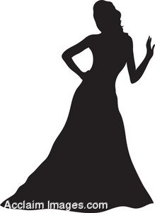 219x300 Clip Art Of The Silhouette Of A Woman Wearing An Evening Gown