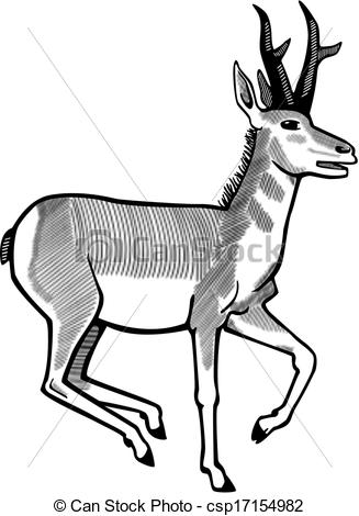 327x470 Vector Illustration Of A Pronghorn Antelope Running Vector