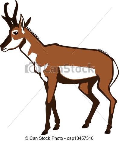 395x470 Vector Illustration Of A Pronghorn Antelope Standing Vector