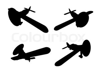 320x240 Vector Isolated Propeller Plane Drawing. Clip Art Stock Vector