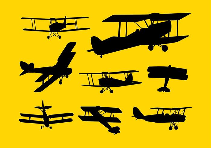 700x490 Biplane Silhouette Vector