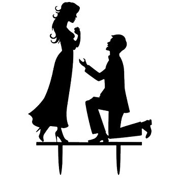 350x350 Acrylic Make A Proposal Pattern Silhouette Wedding Engagement Cake