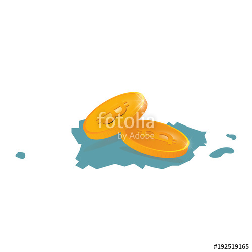 500x500 Vector Illustration Gold Coins With Bitcoin Sign And Map