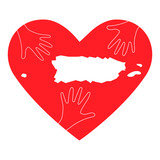 160x160 Vector Illustration Helping Hands, Heart And Texas Map Silhouette