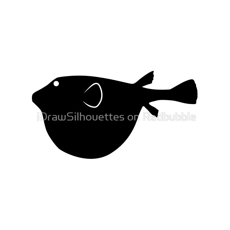 800x800 Puffer Fish Silhouette (Black) Throw Pillows By Idrawsilhouettes