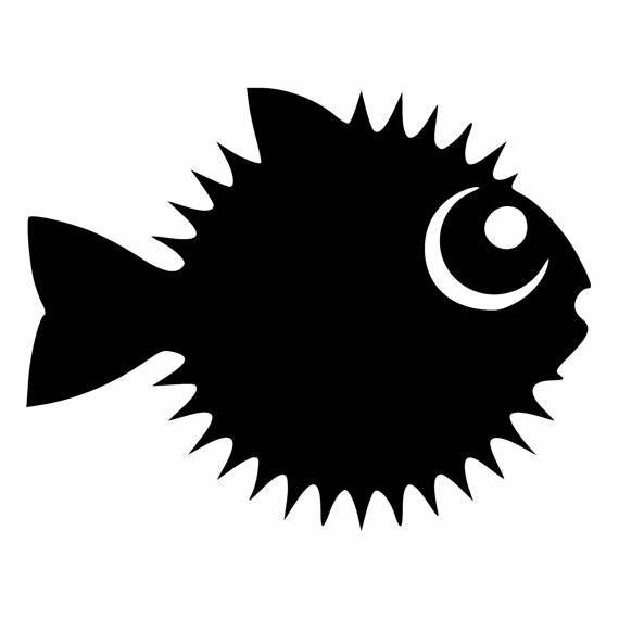 570x570 Puffer Fish With Big Eyes Die Cut Decal Car Window Wall Bumper