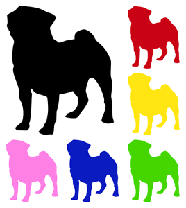 268x300 Pug Dog Silhouette Vinyl Wall Car Window Bumper Sticker Decal
