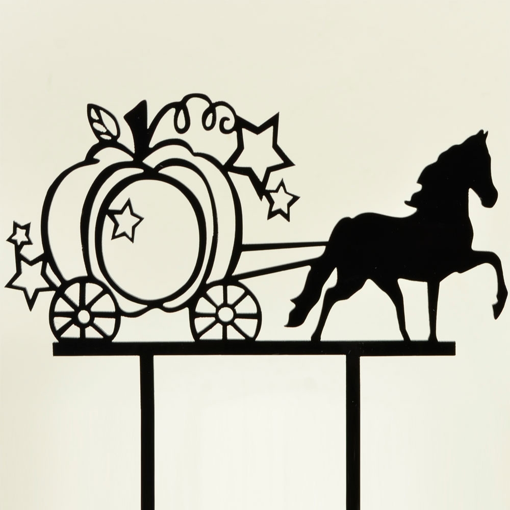 1000x1000 Fairytale Wedding Princess Horse Amp Carriage Acrylic Black Cake