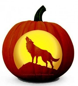 274x300 Howling Wolf Pumpkin Carving Pattern Halloween